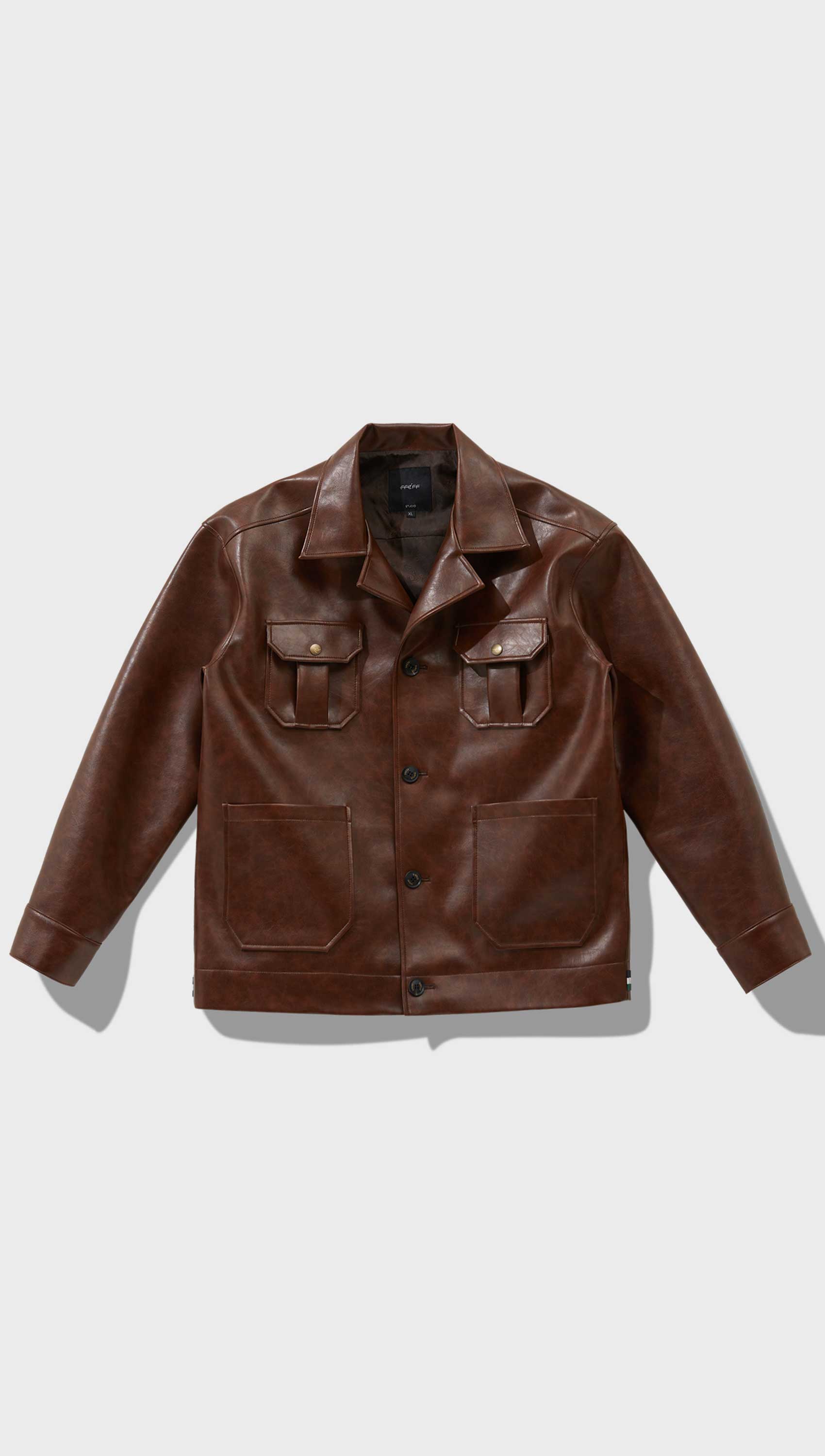 FFEFF Studio Leather Varsity Jacket _ Brown by W Concept